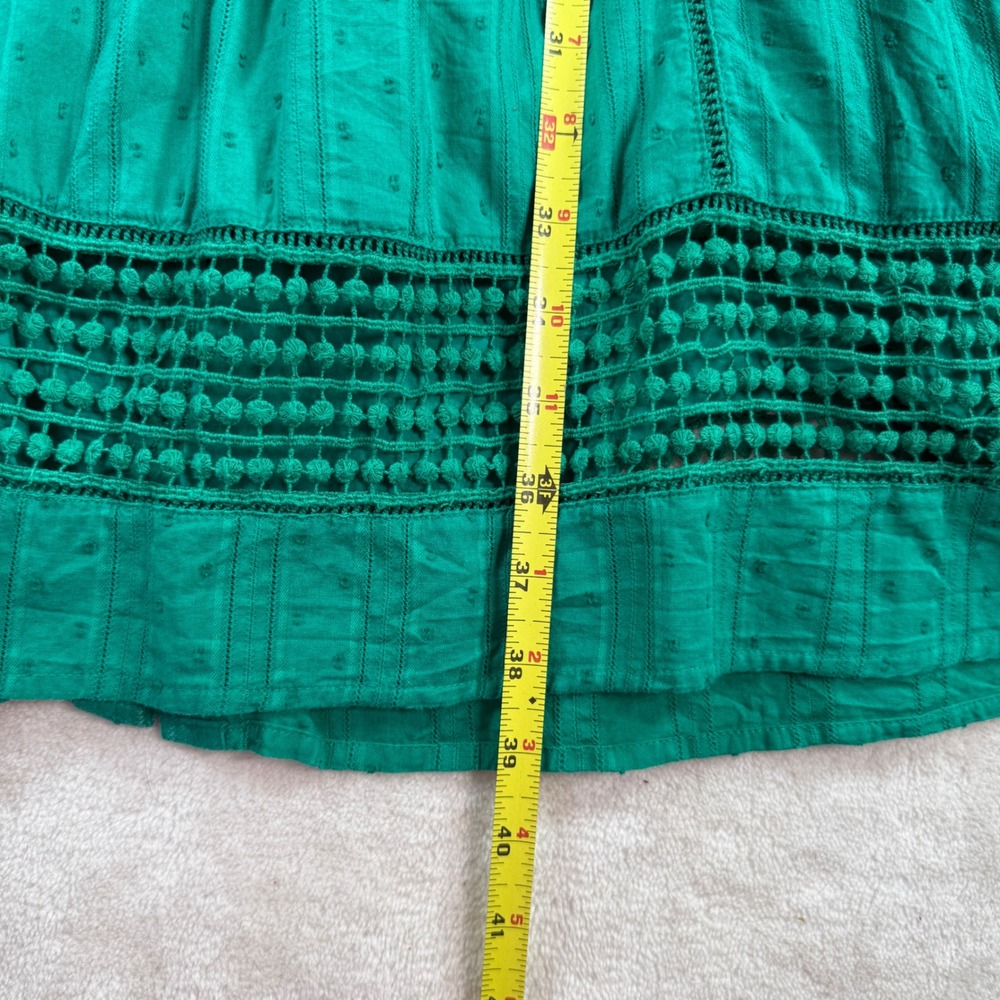 Maeve Anthropologie Green Cotton Swiss Dot Crochet Lace Midi Dress Womens 10 - Picture 6 of 7